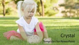  Presentation with fun - Beautiful PPT layouts featuring large and small piggy banks backdrop and a seafoam green colored foreground