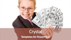  Presentation with bills - Theme with money children - portrait of happy boy background and a  colored foreground