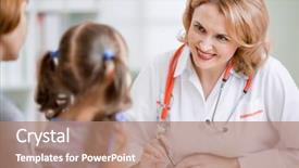  Presentation with doctor family - Presentation enhanced with kids doctors - family doctor consulting mother background and a coral colored foreground