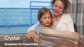  Presentation with children reading - Cool new slide deck with children need - mother daughter reading newspaper backdrop and a coral colored foreground