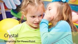  Presentation with preschool - Presentation theme with story telling - preschool girls gossiping background and a blonde colored foreground