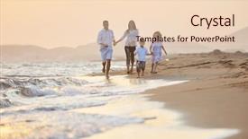  Presentation with poolside restaurant family - Audience pleasing theme consisting of healthy walking - happy young family have fun backdrop and a lemonade colored foreground