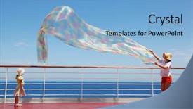  Presentation with mom and newborn - Amazing PPT layouts having enormous chiffon scarf on deck backdrop and a light blue colored foreground