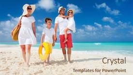  Presentation with happy korean kids - Colorful presentation theme enhanced with kids on a tropical beach backdrop and a lemonade colored foreground