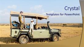  Presentation with vehicle - Slide deck having kids on game drive background and a sky blue colored foreground