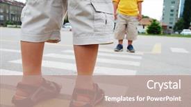  Presentation with pedestrian - Cool new presentation with kids on pedestrian side walk backdrop and a coral colored foreground