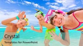  Presentation with kids - Theme having kids on the beach background and a seafoam green colored foreground