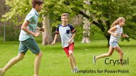  Presentation with kids playing - Presentation design with kids or friends playing catch background and a yellow colored foreground