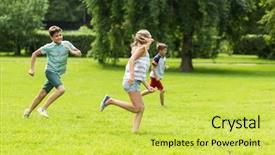  Presentation with kids playing - Cool new slides with kids or friends playing catch backdrop and a  colored foreground