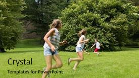  Presentation with kids playing - Slide deck enhanced with kids or friends playing catch background and a  colored foreground