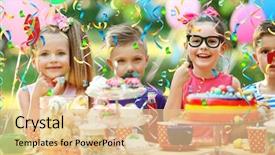  Presentation with birthday kids - Audience pleasing presentation consisting of kids outdoor - children celebrating birthday in park backdrop and a lemonade colored foreground