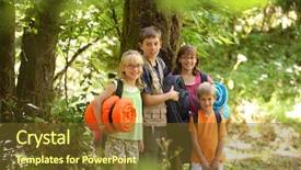  Presentation with camping - Amazing presentation design having kids outdoors with camp backdrop and a tawny brown colored foreground
