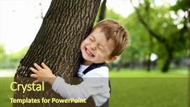  Presentation with green tree - Presentation theme featuring children green - portrait of a boy standing background and a tawny brown colored foreground