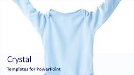  Presentation with baby congratulation boy blue - Slide set having kids pajama - blue baby bodysuit on white background and a sky blue colored foreground