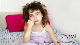  Presentation with pajama - PPT theme enhanced with kids pajama - brunette girl bored in her background and a lemonade colored foreground