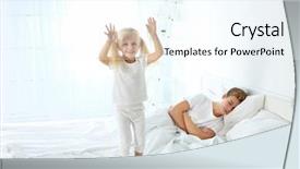  Presentation with fraud elder - Cool new slides with kids pajama - cute little girl jumping backdrop and a sky blue colored foreground