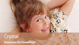  Presentation with cute - Cool new slide set with kids pajama - cute young girl smiling backdrop and a coral colored foreground