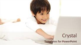  Presentation with time - Theme consisting of kids pajama - kid with laptop in bed background and a  colored foreground