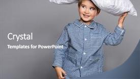  Presentation with pajama - PPT layouts enhanced with kids pajama - little boy in blue pyjamas background and a gray colored foreground