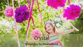  Presentation with birthday kids - Cool new theme with kids party - girl celebrating birthday in park backdrop and a yellow colored foreground