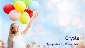  Presentation with colorful celebration - Slides enhanced with kids party - summer holidays celebration children background and a sky blue colored foreground