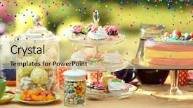  Presentation with kids birthday - Amazing slide set having kids party - table with birthday sweets backdrop and a blonde colored foreground