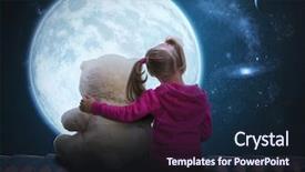  Presentation with toy - Theme with kids planet - small cute girl sitting background and a wine colored foreground