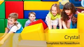  Presentation with play kids - Theme having kids play with leather bricks background and a yellow colored foreground