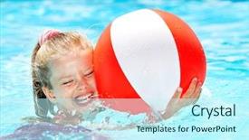  Presentation with kids playing - Theme featuring kids playing ball - little girl swimming in pool background and a cool aqua colored foreground