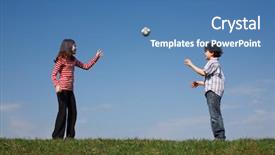  Presentation with kids playing - Beautiful PPT theme featuring kids playing ball outdoor backdrop and a  colored foreground