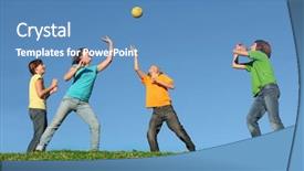  Presentation with kids playing - Presentation having kids playing ball background and a teal colored foreground