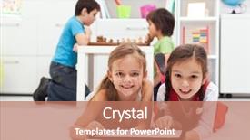  Presentation with board games - Theme featuring kids playing classic board games background and a coral colored foreground