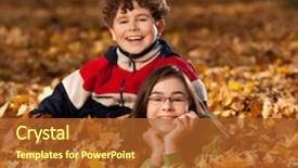  Presentation with kids playing - Amazing PPT theme having kids playing in park backdrop and a red colored foreground