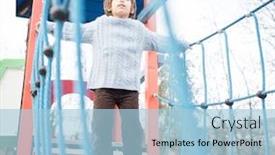  Presentation with monkey - Presentation design consisting of kids-playing-on-playground-walking background and a light blue colored foreground