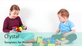  Presentation with kids playing - Cool new presentation theme with kids playing together with blocks backdrop and a arctic colored foreground
