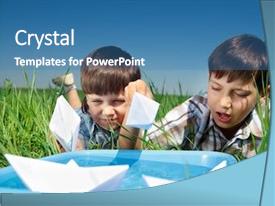 Kids Playing With Paper Boat PPT template 55 | CrystalGraphics