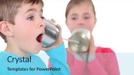  Presentation with kids playing - PPT layouts consisting of kids playing with tin cans background and a light blue colored foreground