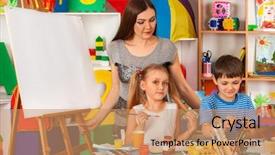 Presentation with teach kid - Presentation theme featuring kids playroom organization of children background and a  colored foreground