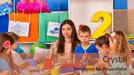  Presentation with school children - Cool new PPT layouts with kids playroom organization of children backdrop and a coral colored foreground