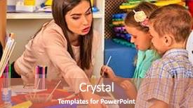  Presentation with organization - PPT theme having kids playroom organization of children background and a coral colored foreground