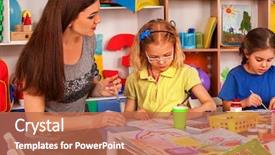  Presentation with school children - Colorful theme enhanced with kids playroom organization of children backdrop and a coral colored foreground