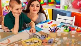  Presentation with organization - Colorful presentation design enhanced with kids playroom organization of children backdrop and a yellow colored foreground