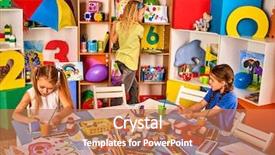  Presentation with children painting - Presentation theme consisting of kids playroom organization of children background and a coral colored foreground