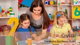  Presentation with organization - Slide set enhanced with kids playroom organization of children background and a coral colored foreground