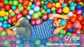  Presentation with plastic - Amazing presentation design having kids pool party - happy child playing at colorful backdrop and a teal colored foreground