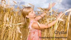  Presentation with summer wheat field blue - PPT theme consisting of kids power point - little girl in a wheat background and a  colored foreground