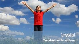  Presentation with praise - Theme consisting of kids pray - girl holding arms up background and a teal colored foreground