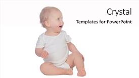  Presentation with baby sitting - Slide deck enhanced with kids profile - adorable blonde baby sitting background and a  colored foreground