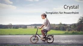  Presentation with cycling - Slide set consisting of kids profile - cycling on a beautiful day background and a sky blue colored foreground