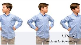  Presentation with blue eyes technology eye scan - Presentation design featuring kids profile - handsome toddler child with green background and a light blue colored foreground